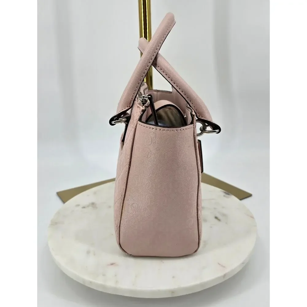GUESS Ariella Society Satchel in Blush |‎ Quilted Patent Faux Leather